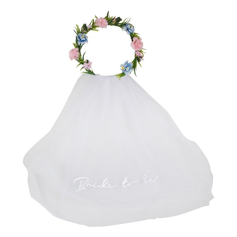 Boho Bride to Be Flower Crown Veil - The Hen Planner