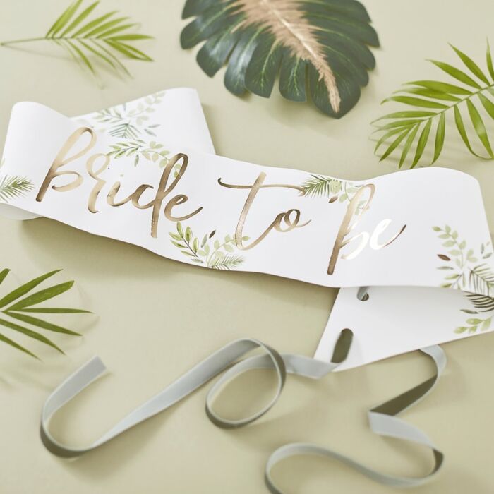 Botanical Gold Foiled Bride to Be Sash - The Hen Planner