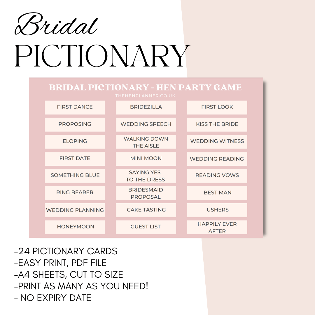 Bridal Shower Pictionary Game - The Hen Planner
