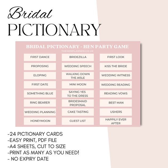 Bridal Shower Pictionary Game - The Hen Planner