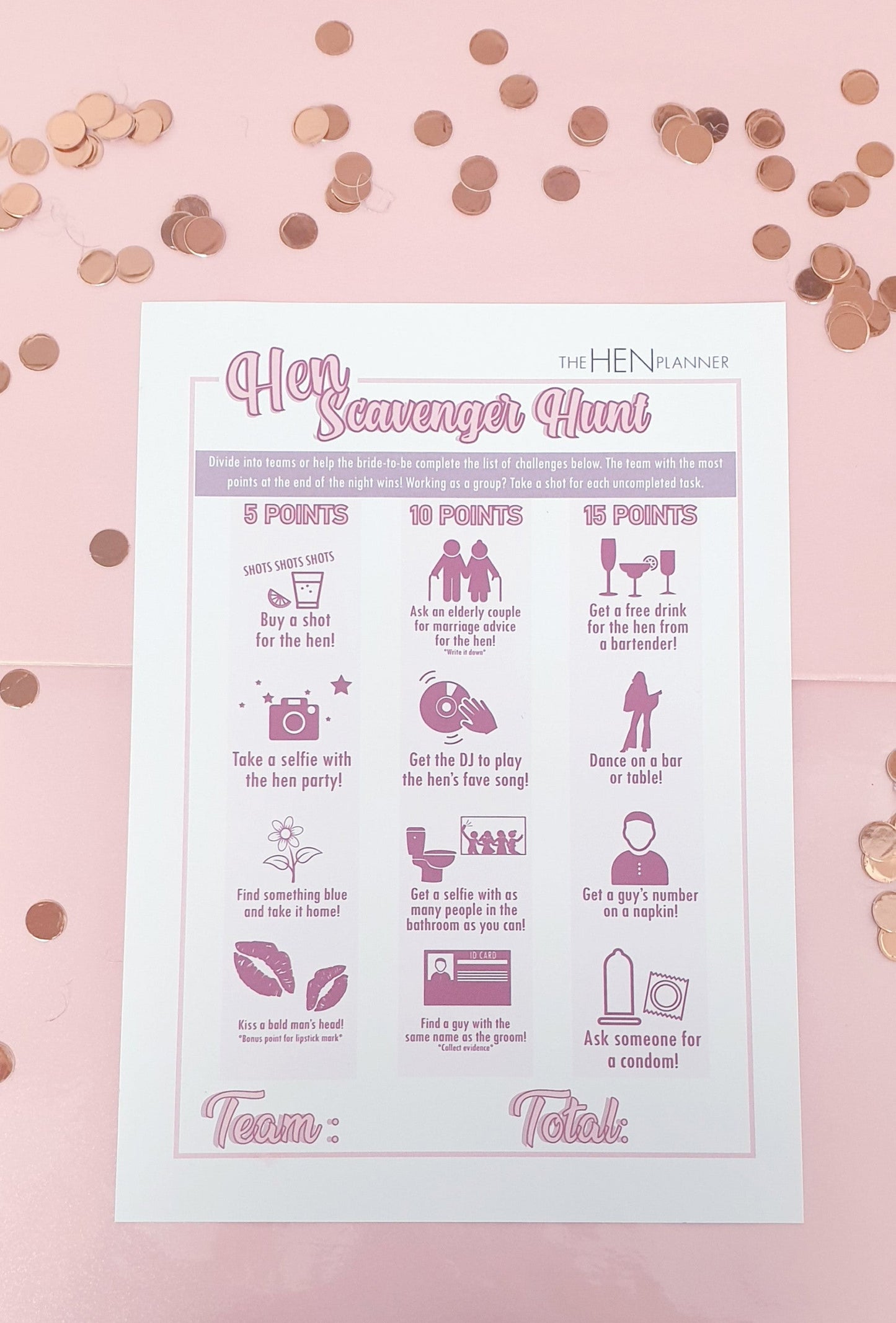 Hen Party Scavenger Hunt Game - The Hen Planner