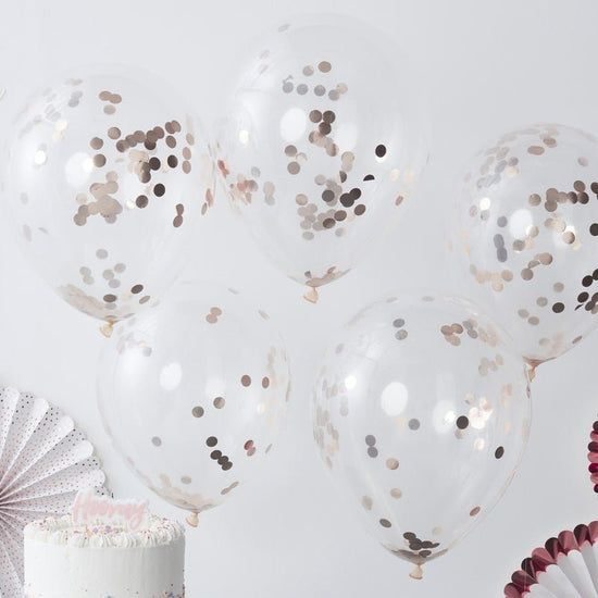 Rose Gold Confetti Balloons (Pack of 5) - The Hen Planner