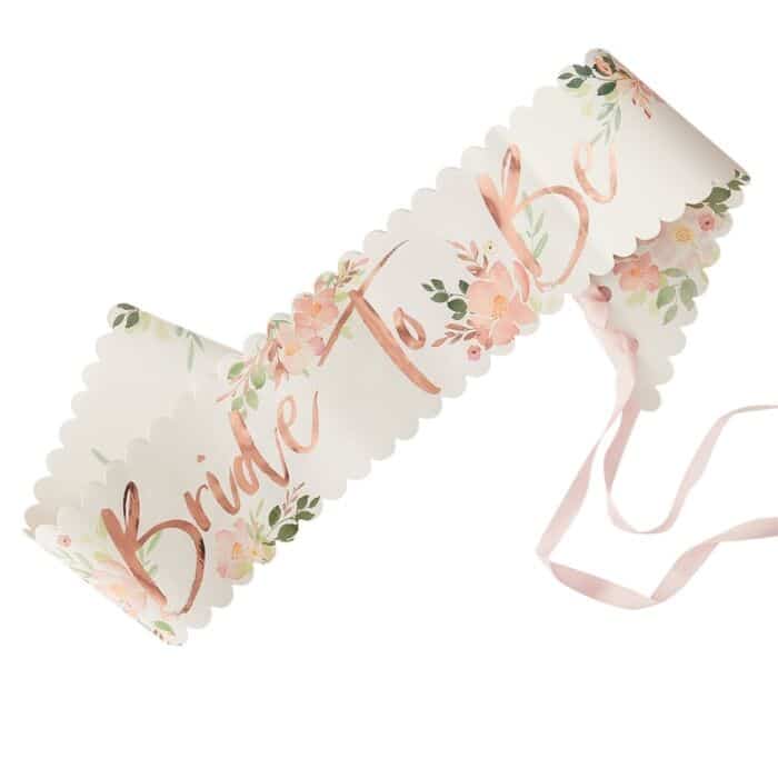 Rose Gold Floral Bride To Be Sash - The Hen Planner