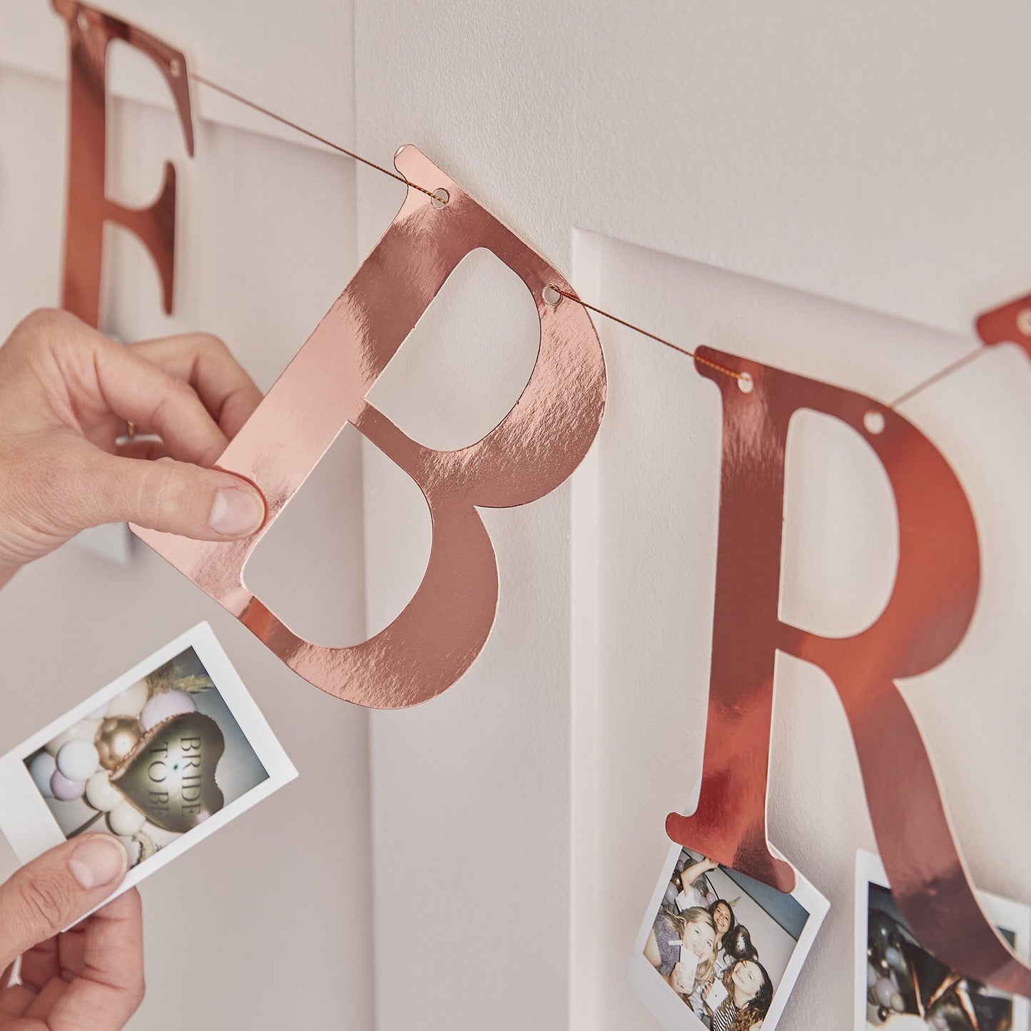 Rose Gold Hen Party "The Bride" Bunting with Photo Pegs - The Hen Planner