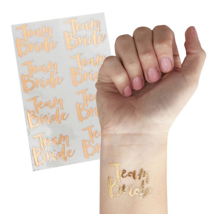 Rose Gold Team Bride Temp Tattoos - The Hen Planner