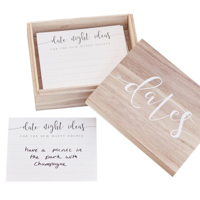 Wooden Date Night Ideas Box Guest Book - The Hen Planner