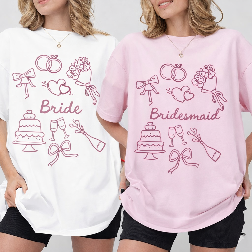 Bride & Bridesmaid T-Shirt | Hen Party & Bachelorette Tee