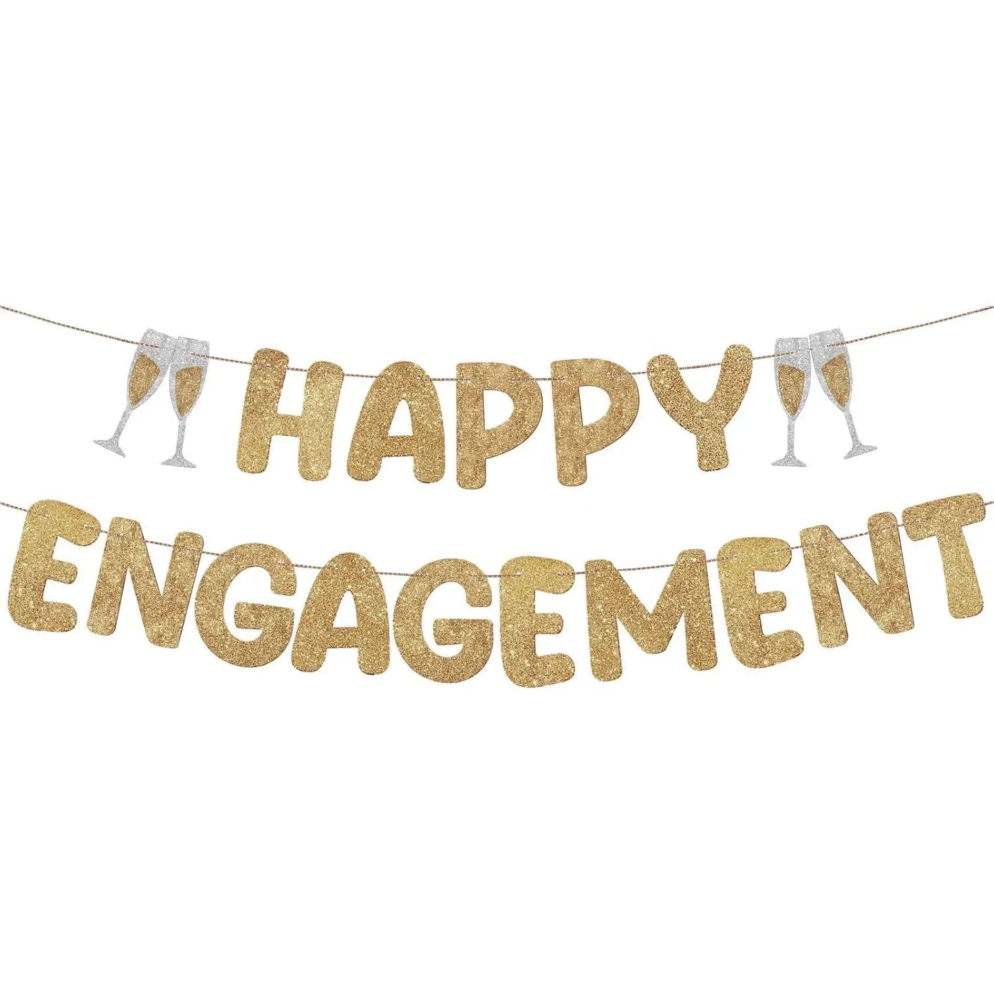 Happy Engagement Banner – Gold or Rose Gold or Silver (or 3-Pack Mix)