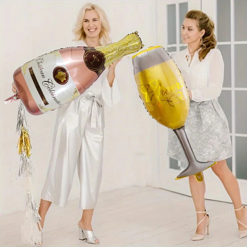 Champagne Bottle & Glass Foil Balloons