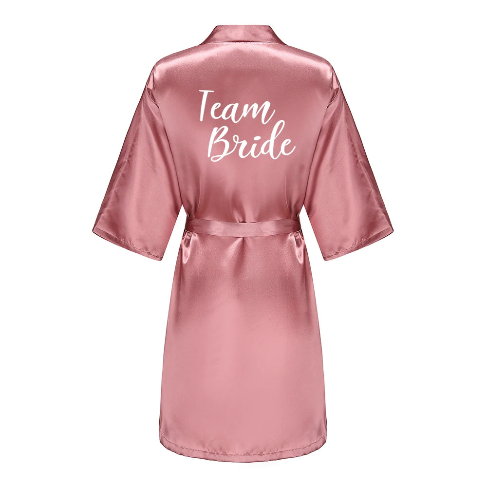 Satin Bridal Robe for Bride & Bridal Party | Bride, Bridesmaid, Team Bride & Bride Squad
