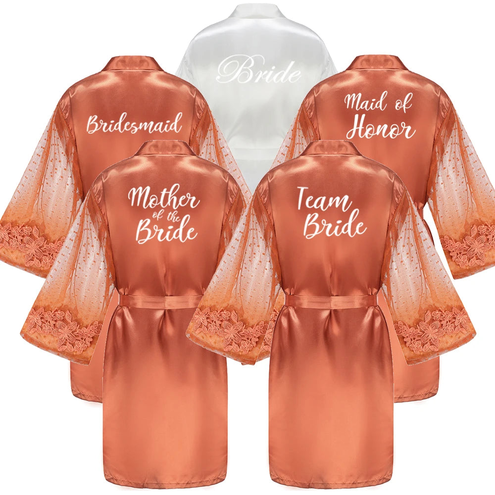 Hen Party Lace Satin Robes – Bride, Bridesmaid & Team Bride