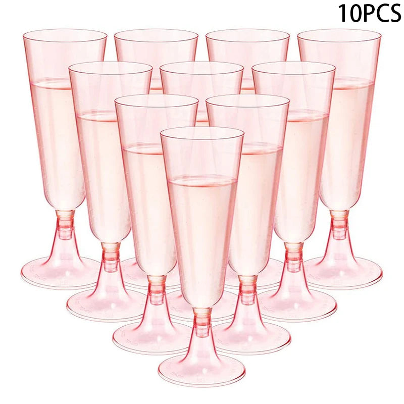 Pink Disposable Champagne Flutes (Set of 10)