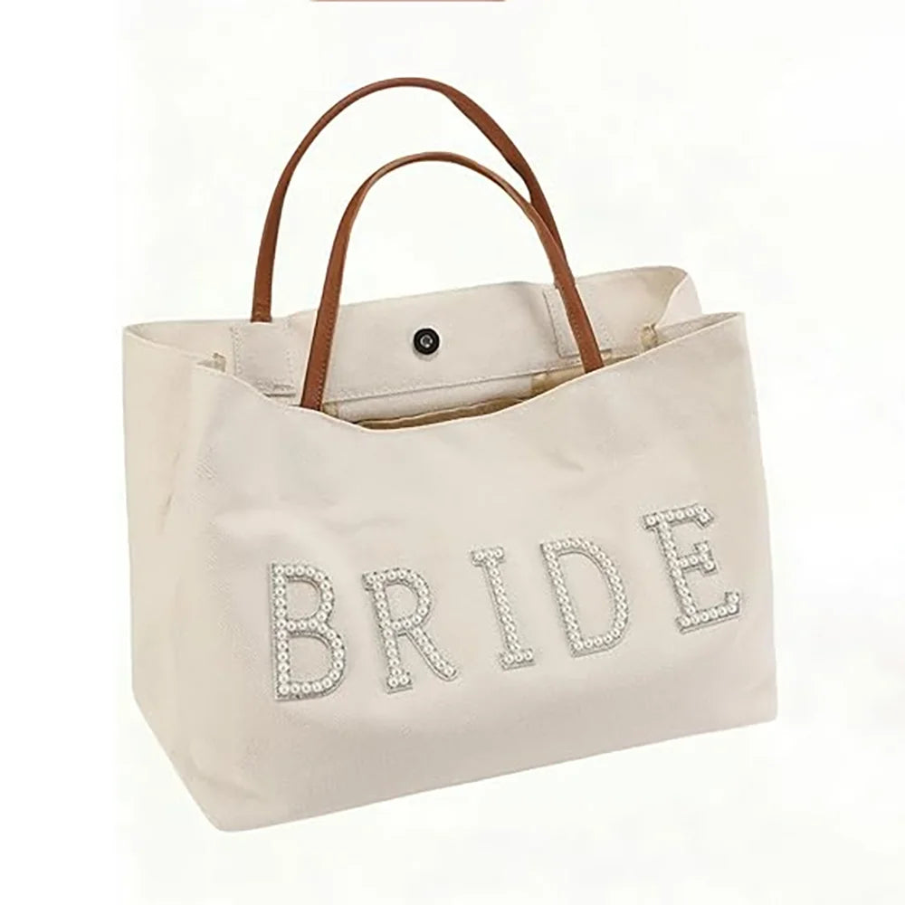 Pearl “Bride” Canvas Tote Bag