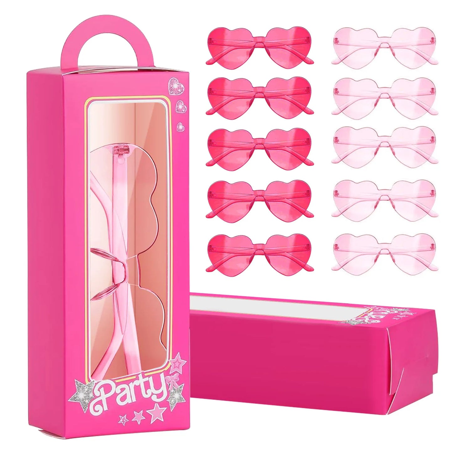 12 Pink Doll Gift Boxes Goodie Bag + 12 Heart Shaped Sunglass