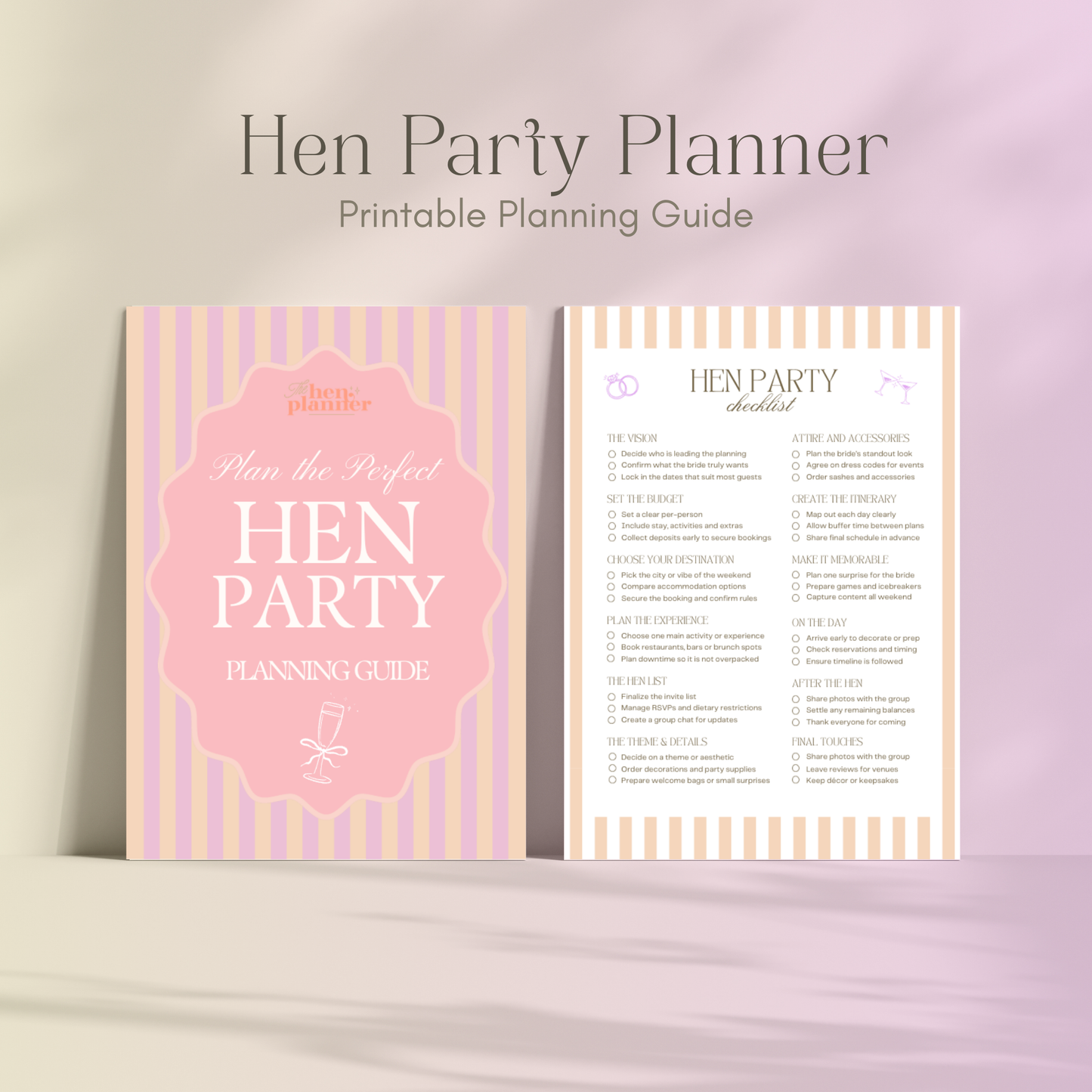 Hen Weekend Planning Guide Planner, Checklist, Budget, Itinerary & Guest List