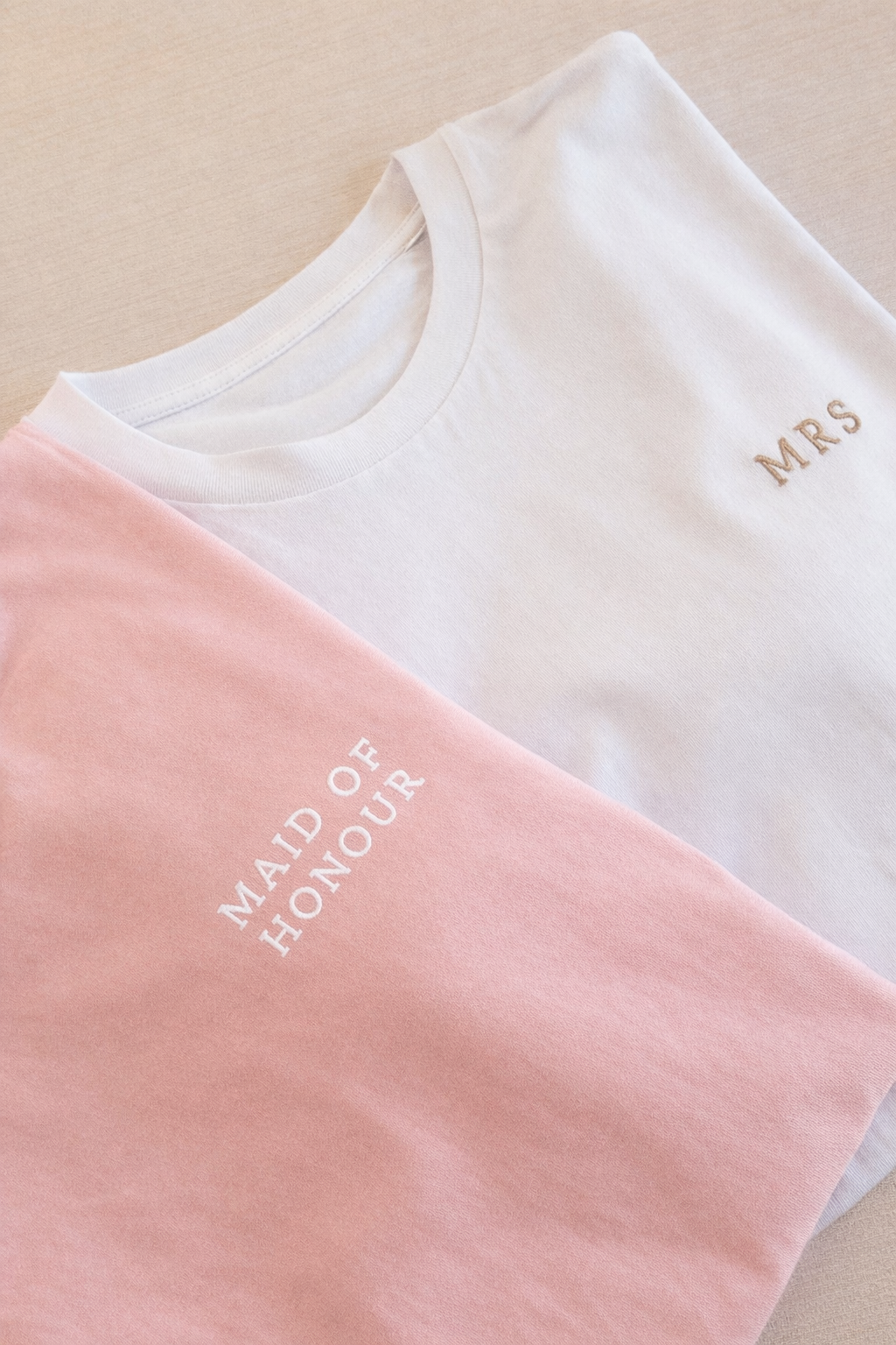 Maid of Honour Embroidered T-Shirt | Cotton Pink Bridal Party Tee