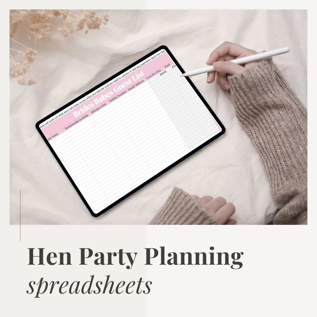 Hen Party Planning Spreadsheet | Google Sheets Checklist, Budget, Guest List & Itinerary
