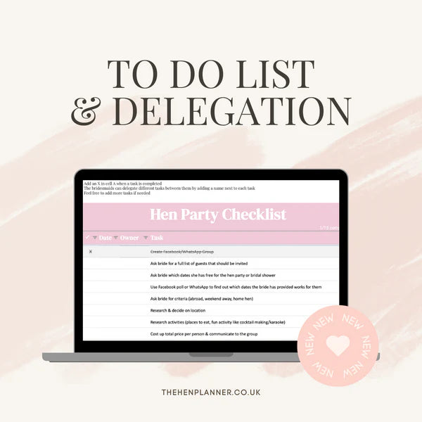 Hen Party Planning Spreadsheet | Google Sheets Checklist, Budget, Guest List & Itinerary