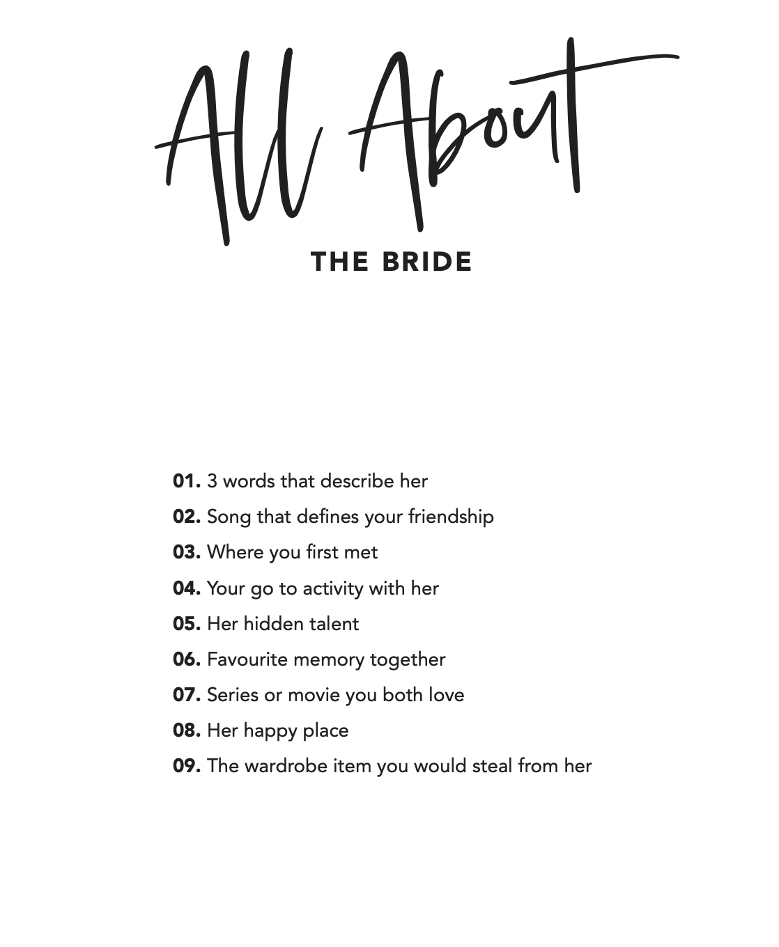 All About The Bride Printable Game - The Hen Planner