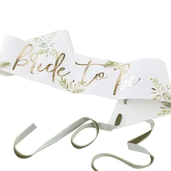 Botanical Gold Foiled Bride to Be Sash - The Hen Planner