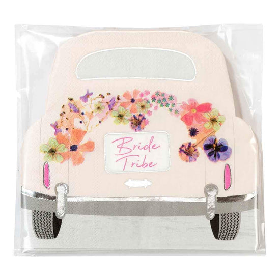 Bride Tribe Car Shaped Blossom Napkins (Pack of 16) - The Hen Planner