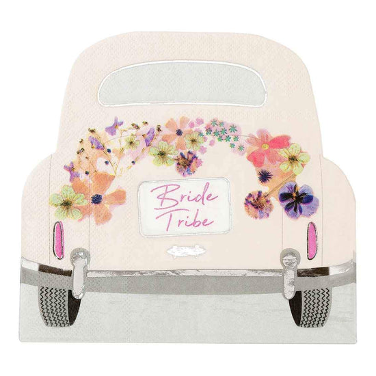Bride Tribe Car Shaped Blossom Napkins (Pack of 16) - The Hen Planner