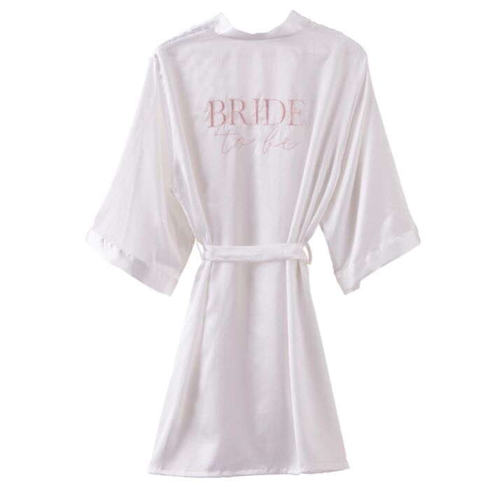 Embroidered White Bride to be Dressing Gown - The Hen Planner
