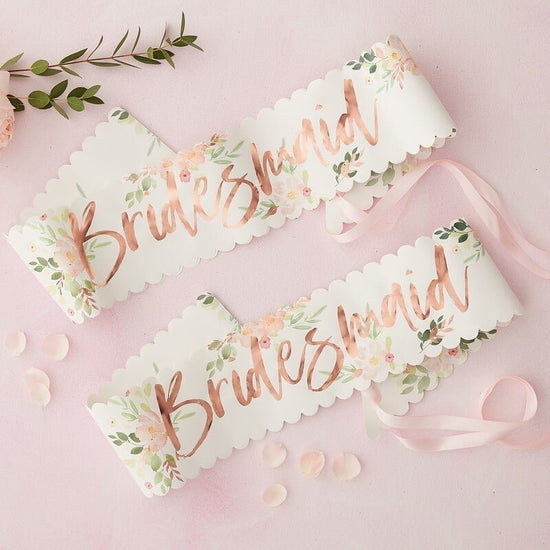 Floral Bridesmaid Sash (2 pack) - The Hen Planner