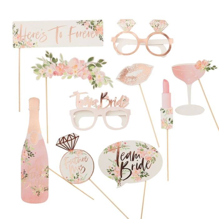 Floral Team Bride Hen Party Photo Props (Pack of 10) - The Hen Planner