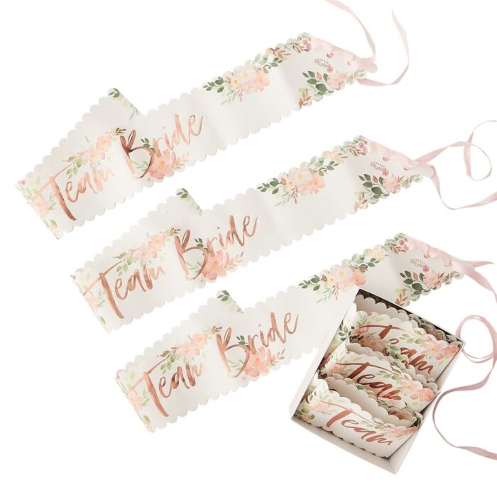 Load image into Gallery viewer, Floral Team Bride Sashes (6 Pack) - The Hen Planner

