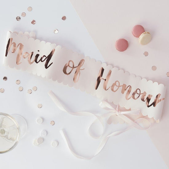Maid of Honour Hen Party Sash, Chief Bridesmaid - The Hen Planner