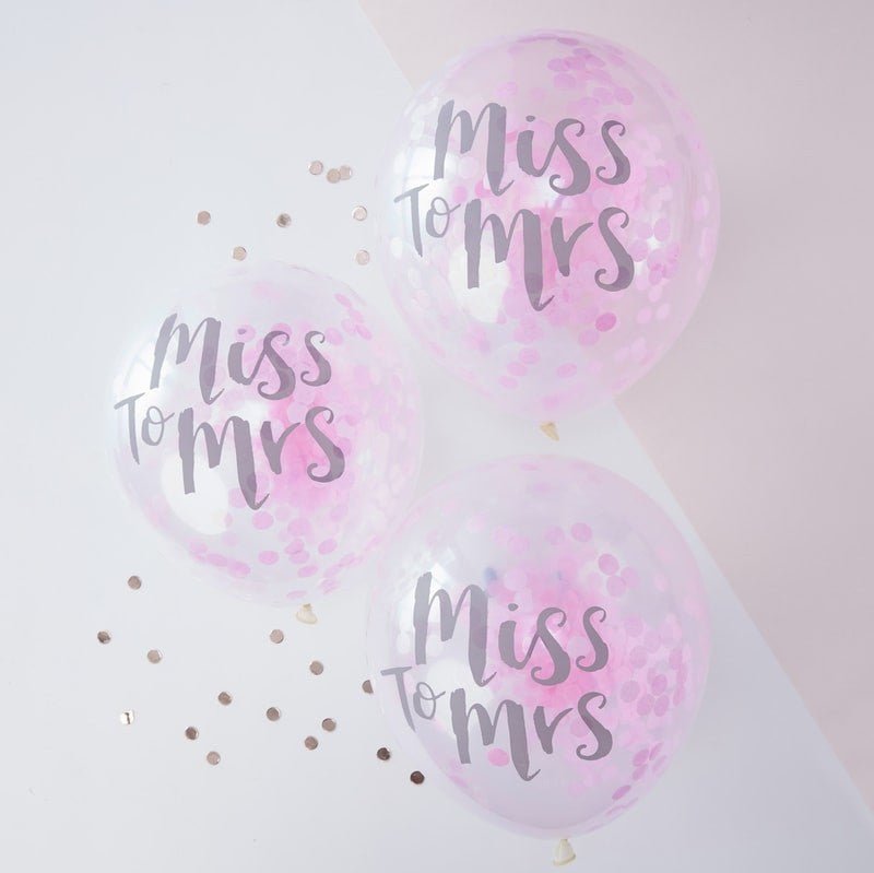 Miss to Mrs Pink Confetti Balloons - The Hen Planner