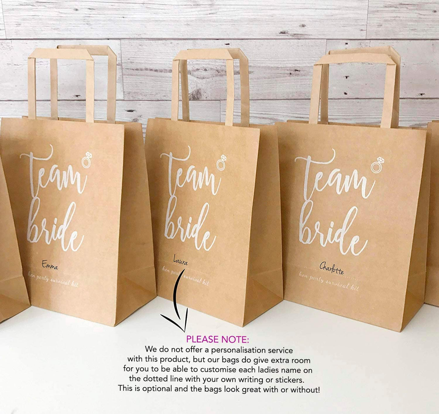 Pack of 5 Hen Party Bags with 'Team Bride' Text - The Hen Planner