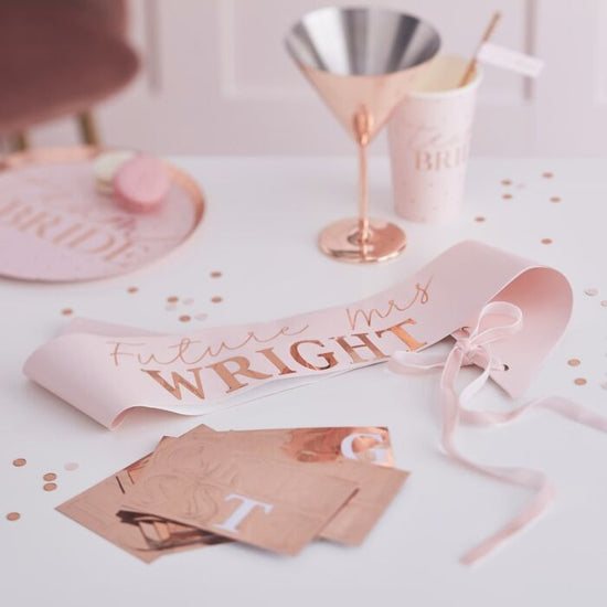 Personalised Bride to be Sash Blush Hen - The Hen Planner