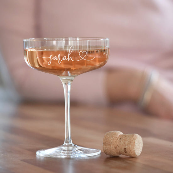 Personalised Bridesmaid Coupe Champagne Glass - The Hen Planner