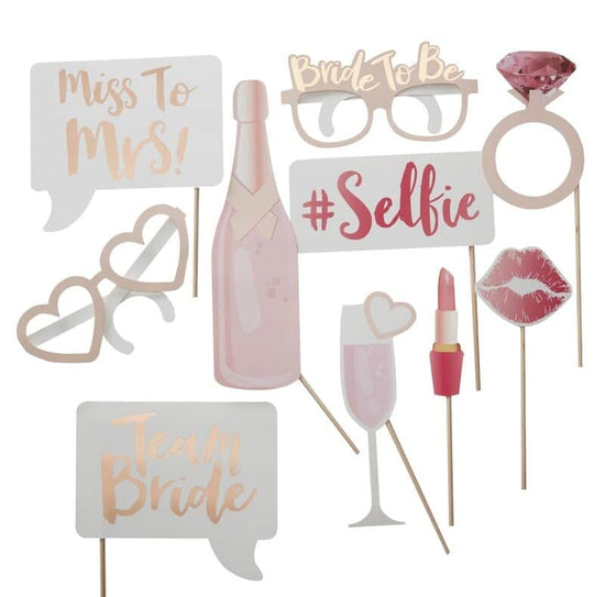Photo Booth Props - Team Bride (Pack of 10) - The Hen Planner