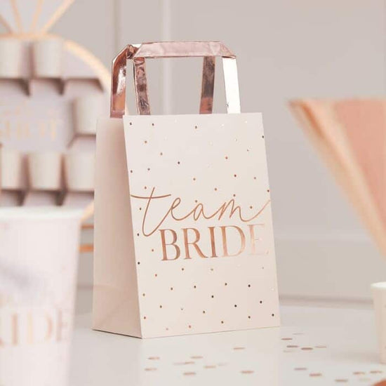 Pink and Rose Gold Team Bride Bags (Pack of 5) - The Hen Planner