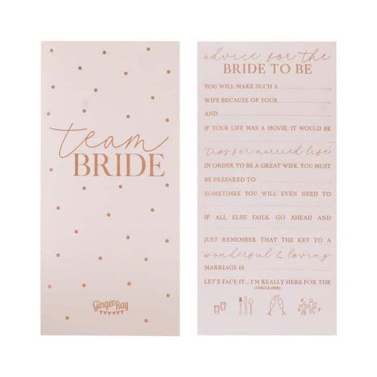 Pink Rose Gold Advice Cards - The Hen Planner