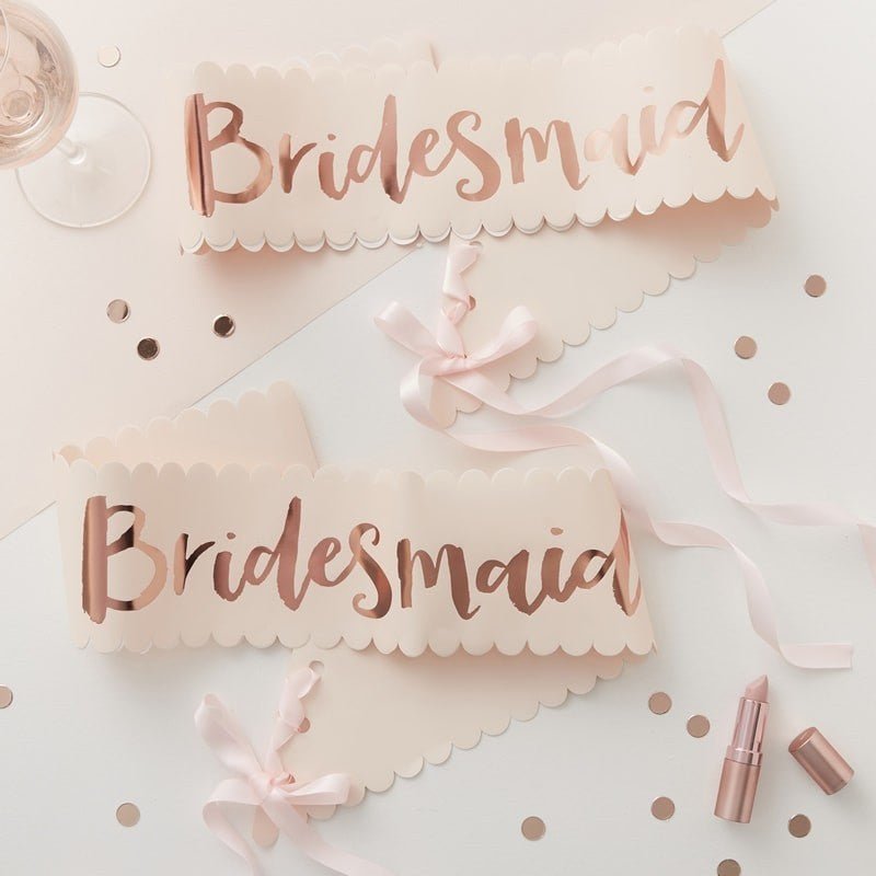 Pink & Rose Gold Bridesmaid Sashes (Pack of 2) - The Hen Planner