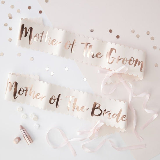 Pink & Rose Gold Mother of the Bride, Groom Hen Party Sash (Pack of 2) - The Hen Planner