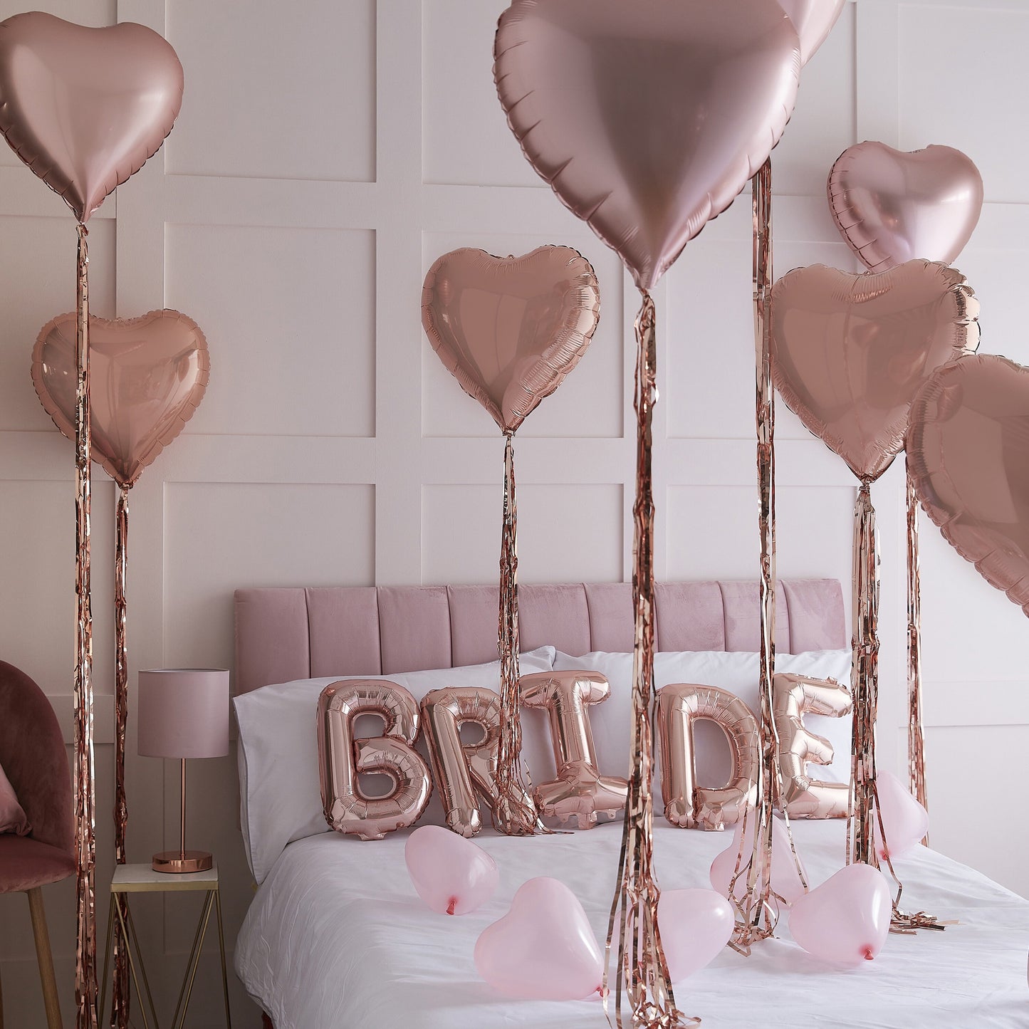 Rose Gold Bride and Heart Balloons Room Decoration Kit – The Hen ...