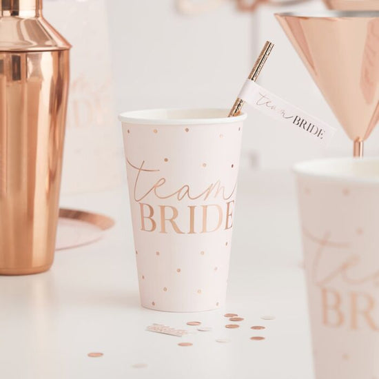 Rose Gold Team Bride Hen Party Cups (Pack of 8) - The Hen Planner